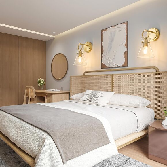 Gold Wall Sconces Set of 2 Modern Vanity Light Fixtures for Bathroom Wall Mount - Picture 3 of 9